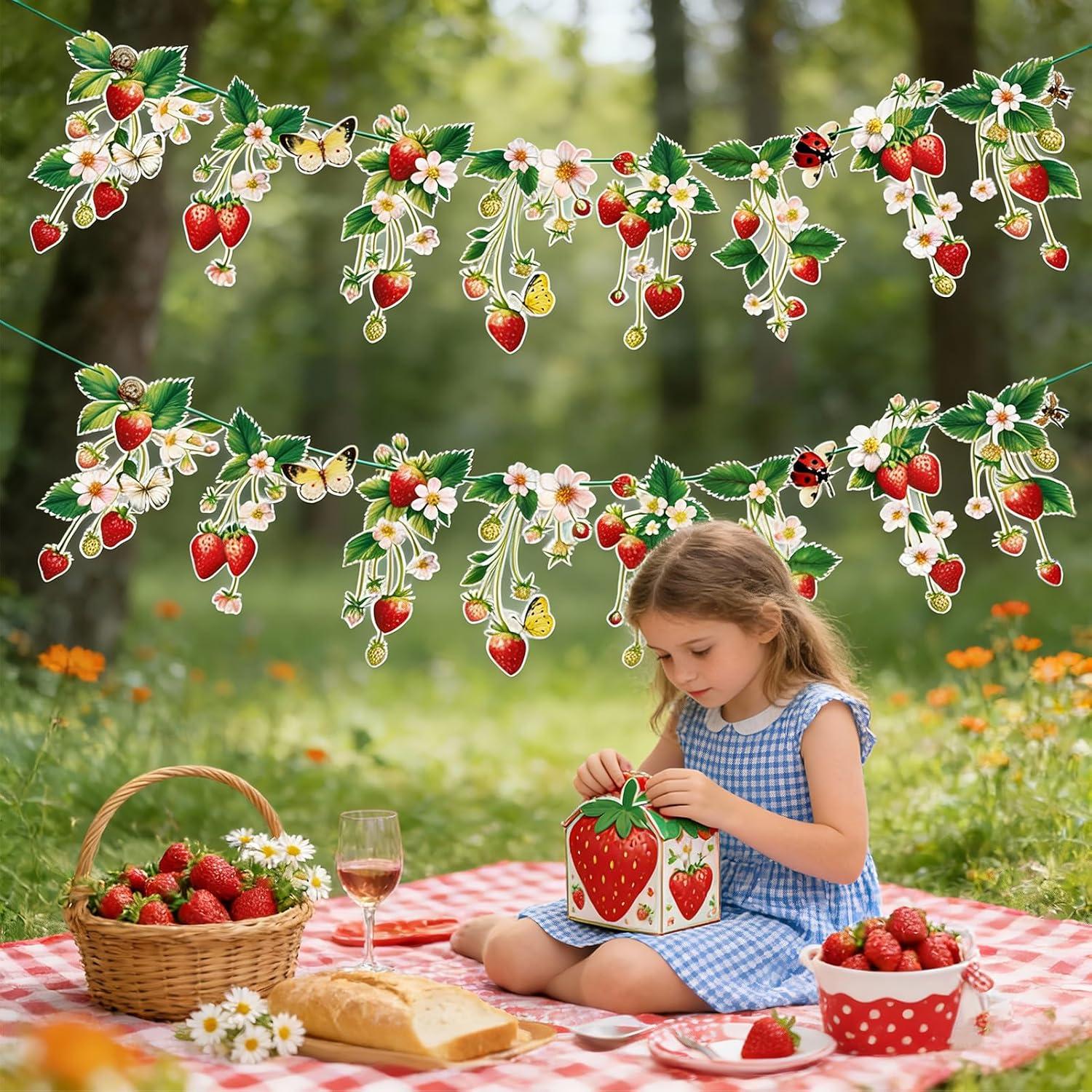 image:imageStrawberry Party Banner Berry First Birthday Decor Strawberry Wildflower Garland for Spring Enchanted Garden Tea Party Hanging Floral Strawberry Theme Birthday for Girl Sweet Baby Shower Party 82ftRed Strawberry Garland