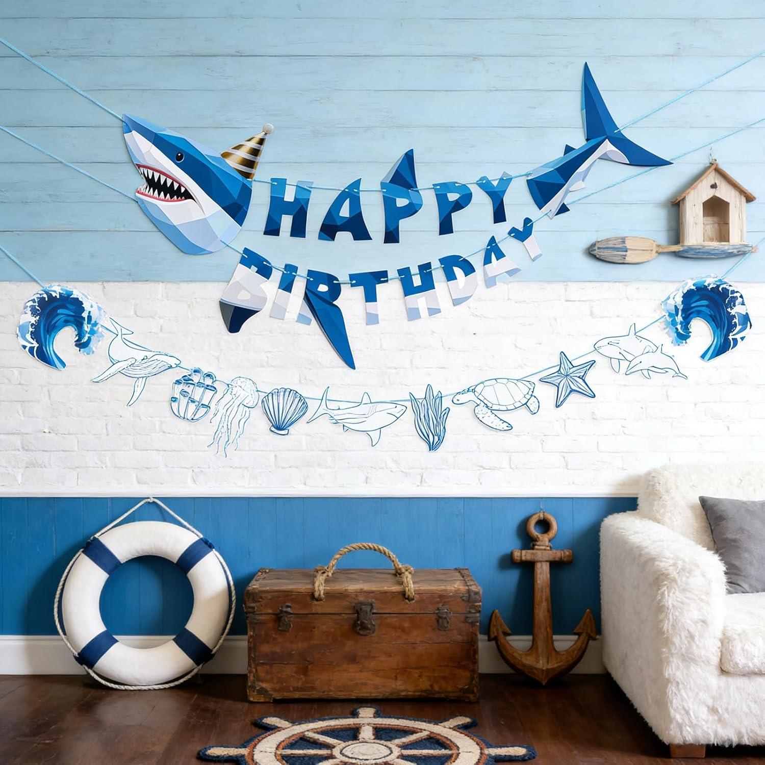 image:imageStrawberry Party Banner Berry First Birthday Decor Strawberry Wildflower Garland for Spring Enchanted Garden Tea Party Hanging Floral Strawberry Theme Birthday for Girl Sweet Baby Shower Party 82ftBlue White Shark Birthday Banner