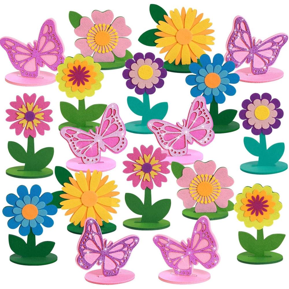 image:imageSUNBEAUTY 6Pcs Spring Tulips Flower Table Decoration Retro Tulip Felt Centerpiece Pink Yellow Orange Tulips Floral Tabletop Signs for Home Mothers Day Easter Garden Birthday Baby Shower Party DecorFlower