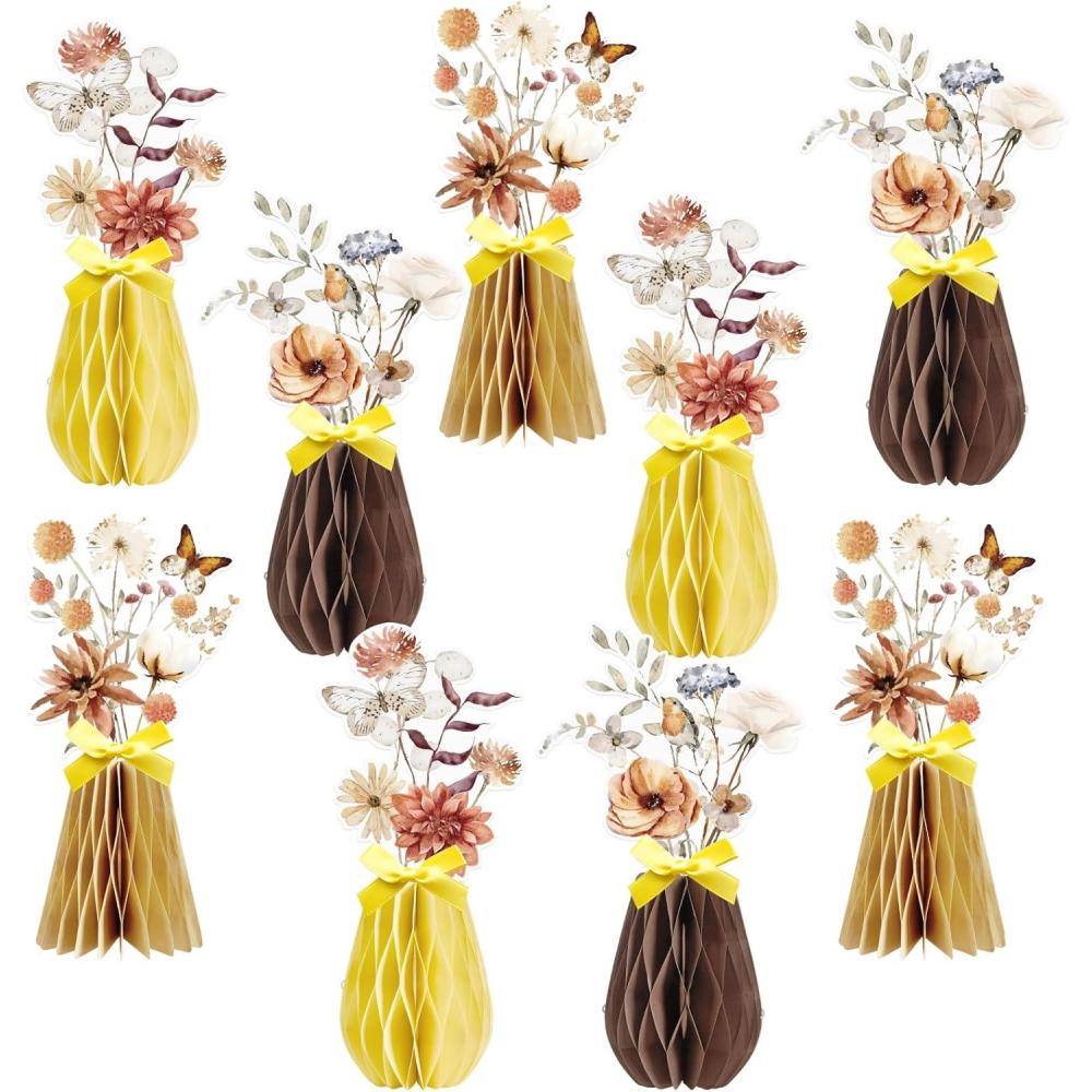 image:imageSUNBEAUTY 9 PCS Sunflower Honeycomb Centerpieces Sunflower Party Decorations Yellow Honeycomb Table Centerpiece for Spring Summer Garden Themed Birthday Baby Shower DecorBoho Flower Table Decor