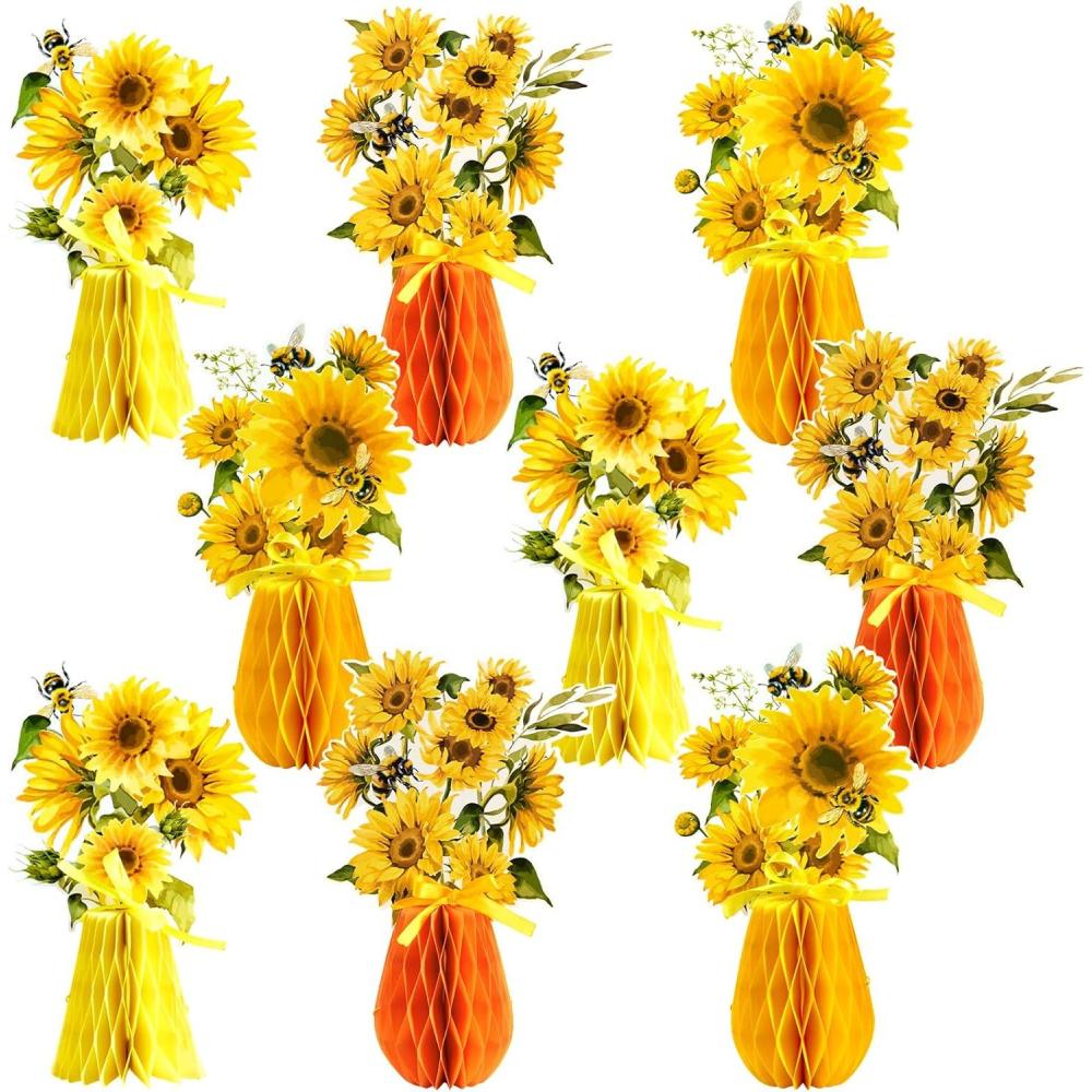 image:imageSUNBEAUTY 9 PCS Sunflower Honeycomb Centerpieces Sunflower Party Decorations Yellow Honeycomb Table Centerpiece for Spring Summer Garden Themed Birthday Baby Shower DecorSunflower