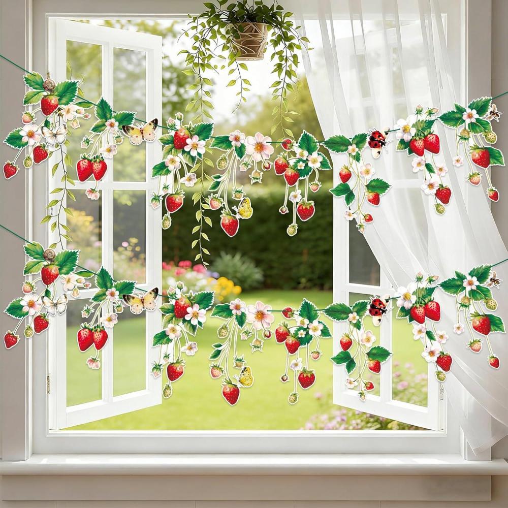 image:imageStrawberry Party Banner Berry First Birthday Decor Strawberry Wildflower Garland for Spring Enchanted Garden Tea Party Hanging Floral Strawberry Theme Birthday for Girl Sweet Baby Shower Party 82ftRed Strawberry Garland
