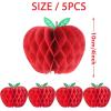 SUNBEAUTY 5 Pcs Red Apple Shaped Paper Honeycomb Paper Apple Hanging Decoration School Classroom Back to School Decoration(4 Inch)