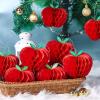 SUNBEAUTY 5 Pcs Red Apple Shaped Paper Honeycomb Paper Apple Hanging Decoration School Classroom Back to School Decoration(4 Inch)