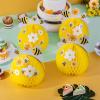 SUNBEAUTY 6Pcs Spring Tulips Flower Table Decoration Retro Tulip Felt Centerpiece Pink Yellow Orange Tulips Floral Tabletop Signs for Home Mothers Day Easter Garden Birthday Baby Shower Party Decor(Honey Bee)