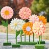 SUNBEAUTY 6Pcs Spring Tulips Flower Table Decoration Retro Tulip Felt Centerpiece Pink Yellow Orange Tulips Floral Tabletop Signs for Home Mothers Day Easter Garden Birthday Baby Shower Party Decor(Pink Orange Daisy)