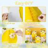 SUNBEAUTY 6Pcs Spring Tulips Flower Table Decoration Retro Tulip Felt Centerpiece Pink Yellow Orange Tulips Floral Tabletop Signs for Home Mothers Day Easter Garden Birthday Baby Shower Party Decor(Honey Bee)