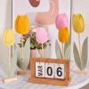 SUNBEAUTY 6Pcs Spring Tulips Flower Table Decoration Retro Tulip Felt Centerpiece Pink Yellow Orange Tulips Floral Tabletop Signs for Home Mothers Day Easter Garden Birthday Baby Shower Party Decor(Pink orange yellow Tulip)