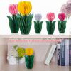 SUNBEAUTY 8 PCS Flower Honeycomb Decor Tulips Table Centerpieces Spring Decoration for Home Office Paper Flower Tulip Honeycomb Decor for Garden Party, Mother’s Day Decoration(Hot Pink Orange)