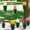 SUNBEAUTY 8 PCS Flower Honeycomb Decor Tulips Table Centerpieces Spring Decoration for Home Office Paper Flower Tulip Honeycomb Decor for Garden Party, Mother’s Day Decoration(Hot Pink Orange)