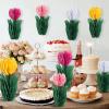 SUNBEAUTY 8 PCS Flower Honeycomb Decor Tulips Table Centerpieces Spring Decoration for Home Office Paper Flower Tulip Honeycomb Decor for Garden Party, Mother’s Day Decoration(Hot Pink Orange)
