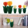 SUNBEAUTY 8 PCS Flower Honeycomb Decor Tulips Table Centerpieces Spring Decoration for Home Office Paper Flower Tulip Honeycomb Decor for Garden Party, Mother’s Day Decoration(Orange Yellow Cream)