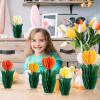 SUNBEAUTY 8 PCS Flower Honeycomb Decor Tulips Table Centerpieces Spring Decoration for Home Office Paper Flower Tulip Honeycomb Decor for Garden Party, Mother’s Day Decoration(Orange Yellow Cream)