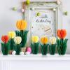 SUNBEAUTY 8 PCS Flower Honeycomb Decor Tulips Table Centerpieces Spring Decoration for Home Office Paper Flower Tulip Honeycomb Decor for Garden Party, Mother’s Day Decoration(Orange Yellow Cream)