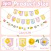 SUNBEAUTY Felt Pastel Happy Birthday Banner Daisy Garland Banner Colorful Floral Green Leaves Garland Daisy Party Decorations for Women Girls Boho Birthday Baby Shower Spring Summer Garden (8.2ft)(Pastel Daisy)