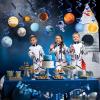 SUNBEAUTY Shark Birthday Party Decorations Shark Birthday Banner Ocean Theme Party Decoration Under The Sea Shark Garland Blue Ocean Swirls Hanging Wall Decor for Boys Baby Shower Beach Summer Party(Blue-solar System)