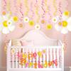 SUNBEAUTY Shark Birthday Party Decorations Shark Birthday Banner Ocean Theme Party Decoration Under The Sea Shark Garland Blue Ocean Swirls Hanging Wall Decor for Boys Baby Shower Beach Summer Party(Daisy)