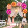 SUNBEAUTY Sunflower Tissue Paper Flowers Giant Paper Flowers Decoration for Wall 19” Large Yellow Floral Tissue Pom Poms Hanging for Wedding Bridal Shower Birthday Classroom Bulletin Board Decor(A-Pink Orange)