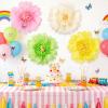 SUNBEAUTY Sunflower Tissue Paper Flowers Giant Paper Flowers Decoration for Wall 19” Large Yellow Floral Tissue Pom Poms Hanging for Wedding Bridal Shower Birthday Classroom Bulletin Board Decor(Pink  Green yellow cream White-20”)