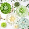 SUNBEAUTY Sunflower Tissue Paper Flowers Giant Paper Flowers Decoration for Wall 19” Large Yellow Floral Tissue Pom Poms Hanging for Wedding Bridal Shower Birthday Classroom Bulletin Board Decor(Green Flower-4pcs)