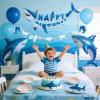 Strawberry Party Banner Berry First Birthday Decor Strawberry Wildflower Garland for Spring Enchanted Garden Tea Party Hanging Floral Strawberry Theme Birthday for Girl Sweet Baby Shower Party (8.2ft)(Blue White Shark Birthday Banner)