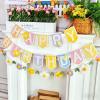 SUNBEAUTY Felt Pastel Happy Birthday Banner Daisy Garland Banner Colorful Floral Green Leaves Garland Daisy Party Decorations for Women Girls Boho Birthday Baby Shower Spring Summer Garden (8.2ft)(Pastel Daisy)