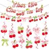 SUNBEAUTY Shark Birthday Party Decorations Shark Birthday Banner Ocean Theme Party Decoration Under The Sea Shark Garland Blue Ocean Swirls Hanging Wall Decor for Boys Baby Shower Beach Summer Party(Cherry Pink)