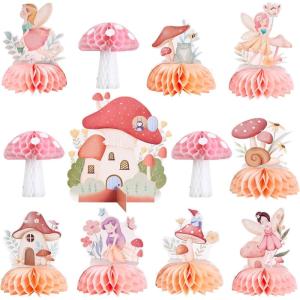 SUNBEAUTY 6Pcs Spring Tulips Flower Table Decoration Retro Tulip Felt Centerpiece Pink Yellow Orange Tulips Floral Tabletop Signs for Home Mothers Day Easter Garden Birthday Baby Shower Party Decor(Fairy)