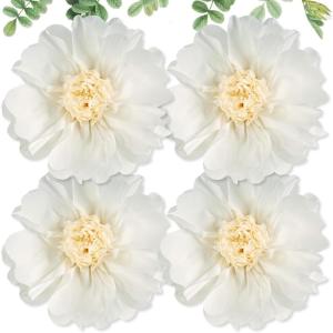 SUNBEAUTY Sunflower Tissue Paper Flowers Giant Paper Flowers Decoration for Wall 19” Large Yellow Floral Tissue Pom Poms Hanging for Wedding Bridal Shower Birthday Classroom Bulletin Board Decor(White)