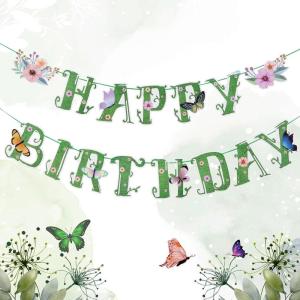 Strawberry Party Banner Berry First Birthday Decor Strawberry Wildflower Garland for Spring Enchanted Garden Tea Party Hanging Floral Strawberry Theme Birthday for Girl Sweet Baby Shower Party (8.2ft)(Green-Spring)