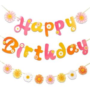 Strawberry Party Banner Berry First Birthday Decor Strawberry Wildflower Garland for Spring Enchanted Garden Tea Party Hanging Floral Strawberry Theme Birthday for Girl Sweet Baby Shower Party (8.2ft)(Daisy)