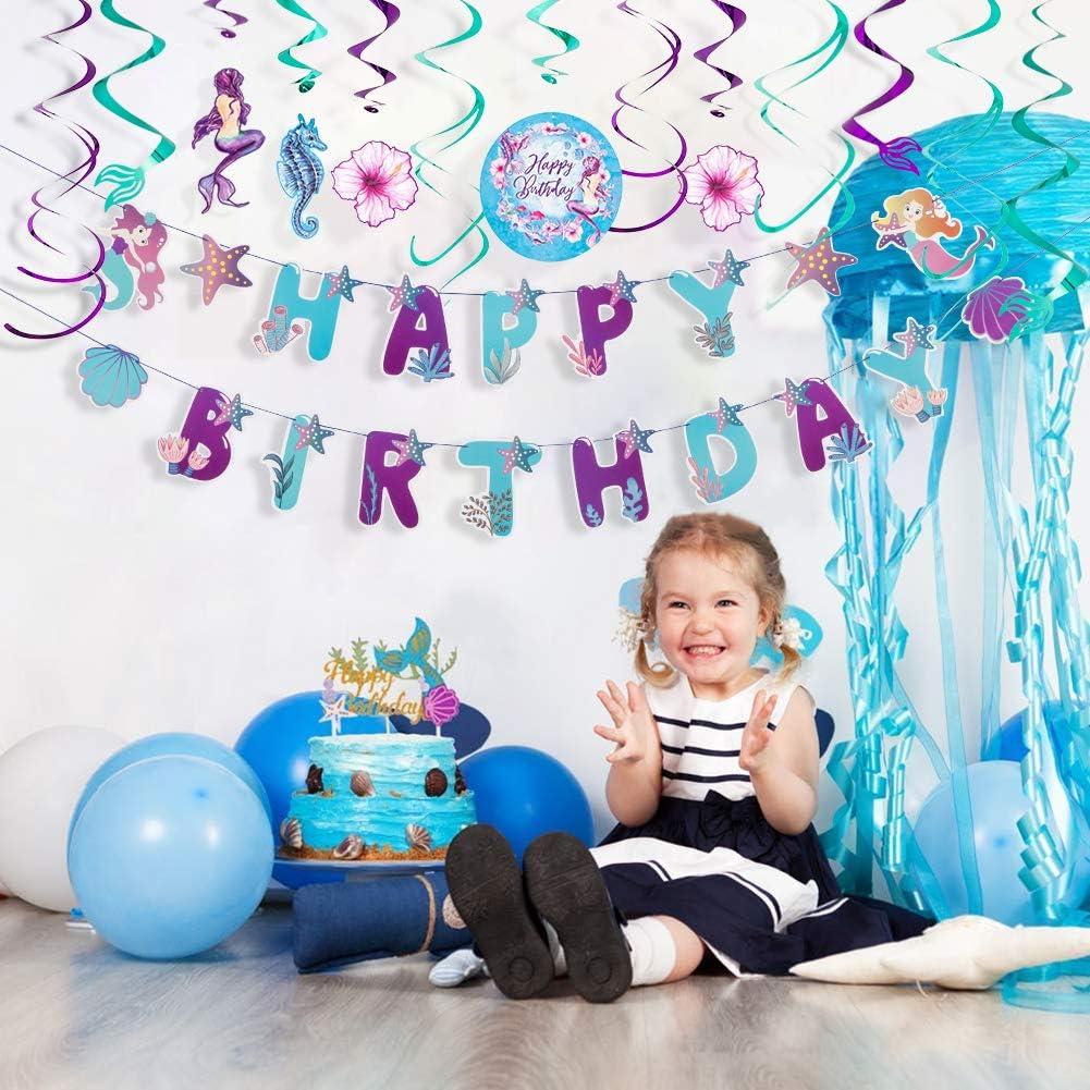 image:imageSUNBEAUTY Starfish Seashell Banner Ocean Theme Party Decoration Jellyfish Hanging Garland 98ft Blue Bubble Garlands for Under The Sea Beach Theme Birthday Decor Mermaid Summer Party DecorMermaid Theme
