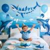 SUNBEAUTY Starfish Seashell Banner Ocean Theme Party Decoration Jellyfish Hanging Garland 9.8ft Blue Bubble Garlands for Under The Sea Beach Theme Birthday Decor Mermaid Summer Party Decor(Blue White Shark Birthday Banner)