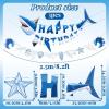 SUNBEAUTY Starfish Seashell Banner Ocean Theme Party Decoration Jellyfish Hanging Garland 9.8ft Blue Bubble Garlands for Under The Sea Beach Theme Birthday Decor Mermaid Summer Party Decor(Blue White Shark Birthday Banner)