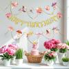 SUNBEAUTY Starfish Seashell Banner Ocean Theme Party Decoration Jellyfish Hanging Garland 9.8ft Blue Bubble Garlands for Under The Sea Beach Theme Birthday Decor Mermaid Summer Party Decor(Mushroom Fairy)