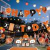 SUNBEAUTY Starfish Seashell Banner Ocean Theme Party Decoration Jellyfish Hanging Garland 9.8ft Blue Bubble Garlands for Under The Sea Beach Theme Birthday Decor Mermaid Summer Party Decor(Orange Balck Basketball Banner)