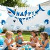 SUNBEAUTY Starfish Seashell Banner Ocean Theme Party Decoration Jellyfish Hanging Garland 9.8ft Blue Bubble Garlands for Under The Sea Beach Theme Birthday Decor Mermaid Summer Party Decor(Blue White Shark Birthday Banner)