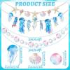 SUNBEAUTY Starfish Seashell Banner Ocean Theme Party Decoration Jellyfish Hanging Garland 9.8ft Blue Bubble Garlands for Under The Sea Beach Theme Birthday Decor Mermaid Summer Party Decor(Blue Ocean Garland)