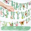 SUNBEAUTY Starfish Seashell Banner Ocean Theme Party Decoration Jellyfish Hanging Garland 9.8ft Blue Bubble Garlands for Under The Sea Beach Theme Birthday Decor Mermaid Summer Party Decor(Sage Green Spring)