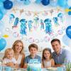SUNBEAUTY Starfish Seashell Banner Ocean Theme Party Decoration Jellyfish Hanging Garland 9.8ft Blue Bubble Garlands for Under The Sea Beach Theme Birthday Decor Mermaid Summer Party Decor(Blue Ocean Garland)
