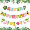 SUNBEAUTY Starfish Seashell Banner Ocean Theme Party Decoration Jellyfish Hanging Garland 9.8ft Blue Bubble Garlands for Under The Sea Beach Theme Birthday Decor Mermaid Summer Party Decor(Hawaiian)