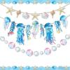 SUNBEAUTY Starfish Seashell Banner Ocean Theme Party Decoration Jellyfish Hanging Garland 9.8ft Blue Bubble Garlands for Under The Sea Beach Theme Birthday Decor Mermaid Summer Party Decor(Blue Ocean Garland)