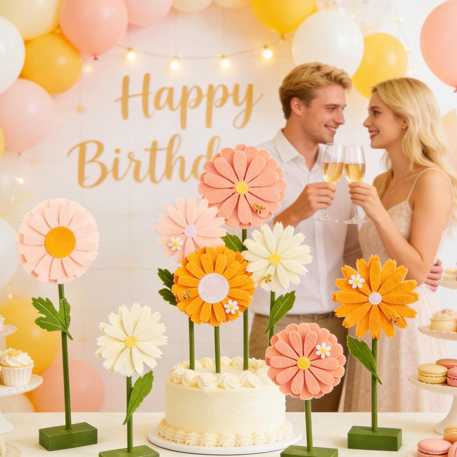 image:imageSUNBEAUTY Fairy Birthday Party Decorations Fairy First Centerpieces for Tables 3D Fairies Honeycomb Centerpieces with Rabbits Enchanted Party Table Topper for Spring Garden Woodland Forest BirthdayPink Orange Daisy