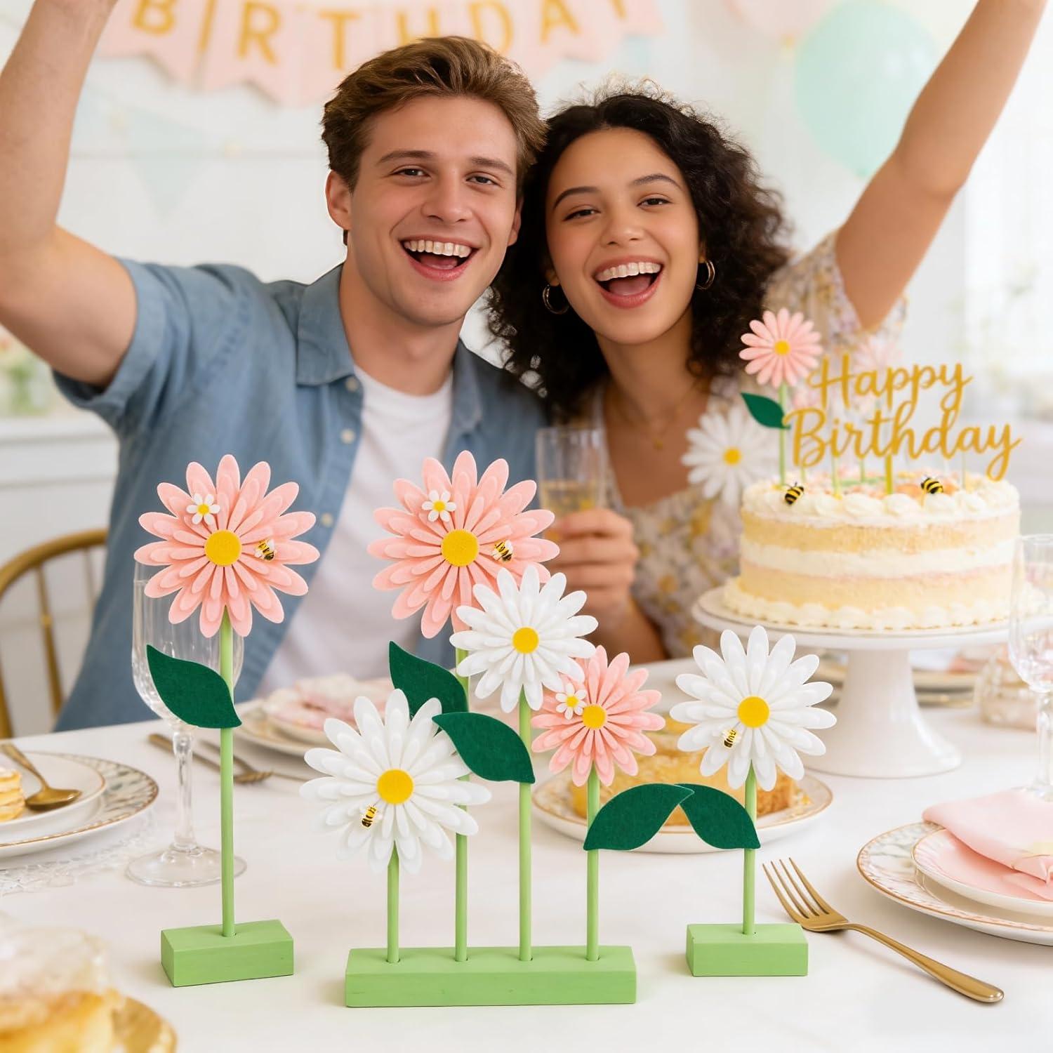 image:imageSUNBEAUTY Fairy Birthday Party Decorations Fairy First Centerpieces for Tables 3D Fairies Honeycomb Centerpieces with Rabbits Enchanted Party Table Topper for Spring Garden Woodland Forest BirthdayPink White Daisy
