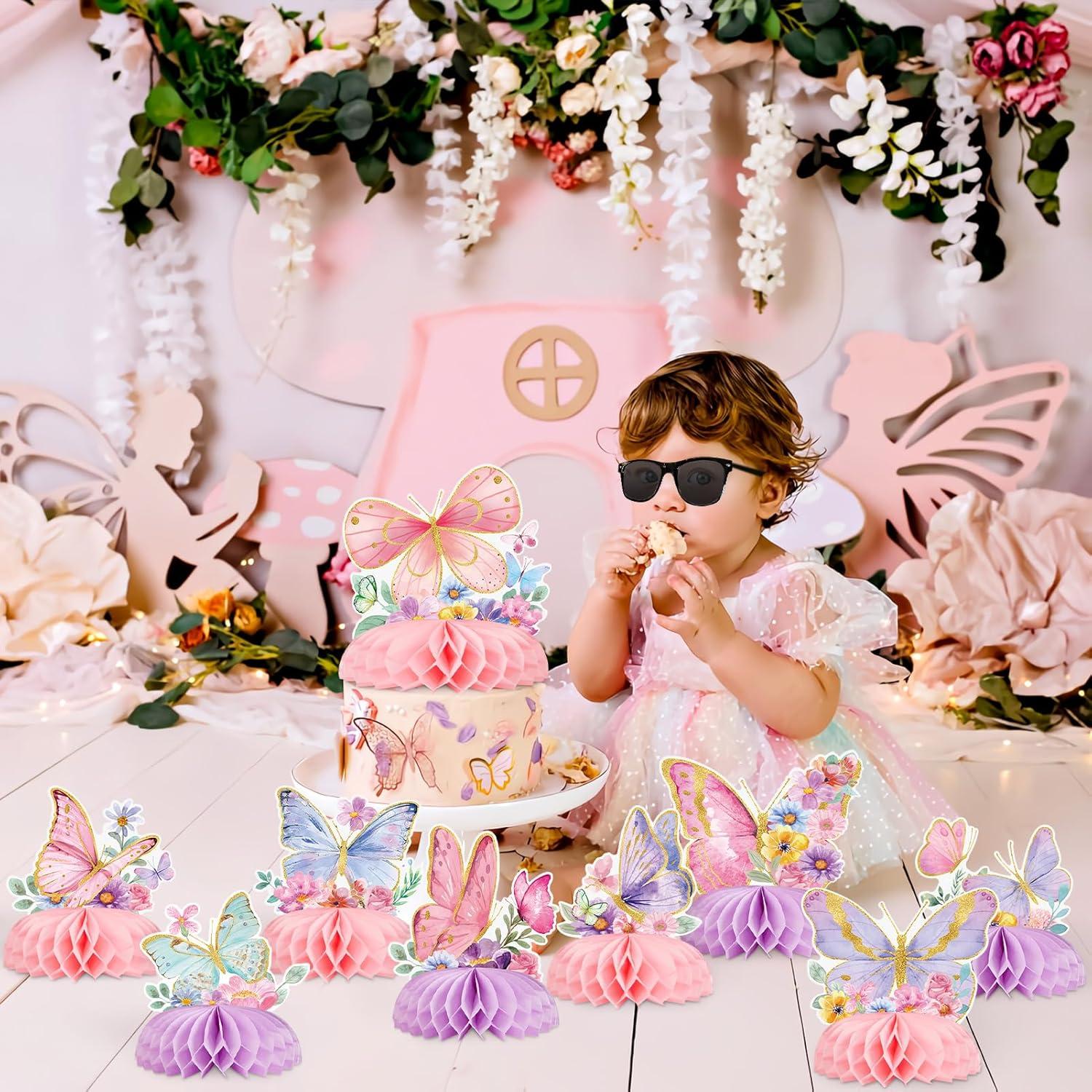 image:imageSUNBEAUTY Fairy Birthday Party Decorations Fairy First Centerpieces for Tables 3D Fairies Honeycomb Centerpieces with Rabbits Enchanted Party Table Topper for Spring Garden Woodland Forest BirthdayButterfly Centerpieces