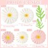Paper Flower Decoration for Wall 3D Paper Butterfly Flower Bulletin Board Decor Pink White Artificial Flower Backdrop Wall Decor Green Leaves Vine for Classroom Office Spring Garden Tea Women Birthday(Pink White Daisy Paper Flowers)