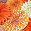 Paper Flower Decoration for Wall 3D Paper Butterfly Flower Bulletin Board Decor Pink White Artificial Flower Backdrop Wall Decor Green Leaves Vine for Classroom Office Spring Garden Tea Women Birthday(Wd-orange)
