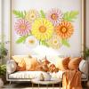 Paper Flower Decoration for Wall 3D Paper Butterfly Flower Bulletin Board Decor Pink White Artificial Flower Backdrop Wall Decor Green Leaves Vine for Classroom Office Spring Garden Tea Women Birthday(Daisy Paper Flowers)