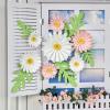 Paper Flower Decoration for Wall 3D Paper Butterfly Flower Bulletin Board Decor Pink White Artificial Flower Backdrop Wall Decor Green Leaves Vine for Classroom Office Spring Garden Tea Women Birthday(Pink White Daisy Paper Flowers)