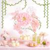 Paper Flower Decoration for Wall 3D Paper Butterfly Flower Bulletin Board Decor Pink White Artificial Flower Backdrop Wall Decor Green Leaves Vine for Classroom Office Spring Garden Tea Women Birthday(Pink  White Paper Flower)